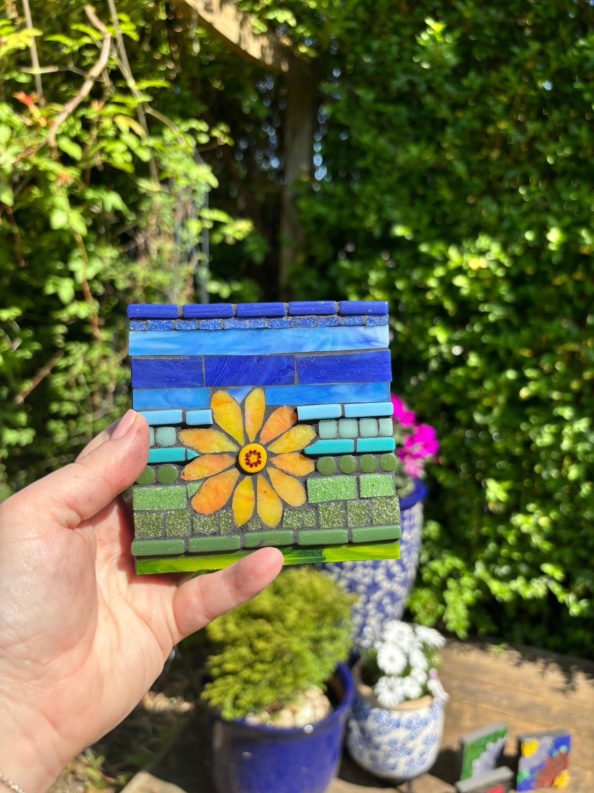 Sunshine Bloom Mosaic – Glass & Ceramic Art