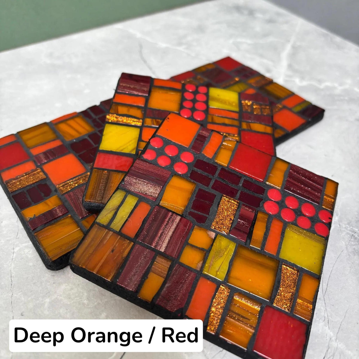 Geometric Mosaic Coasters: Handmade Modern Art, Bold Colors