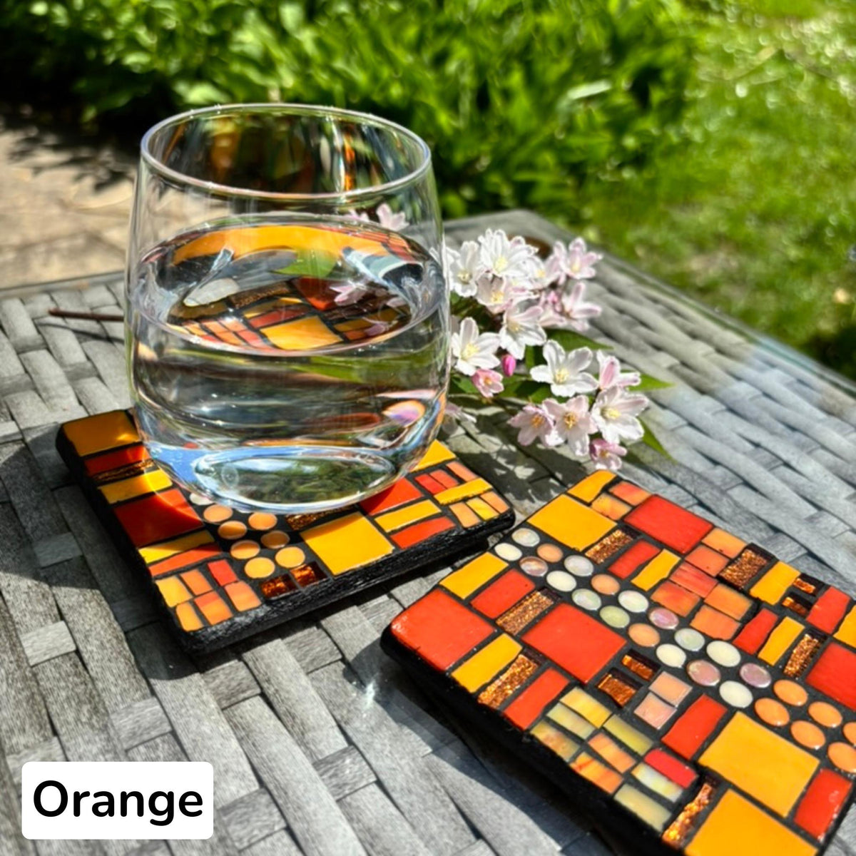 Geometric Mosaic Coasters: Handmade Modern Art, Bold Colors